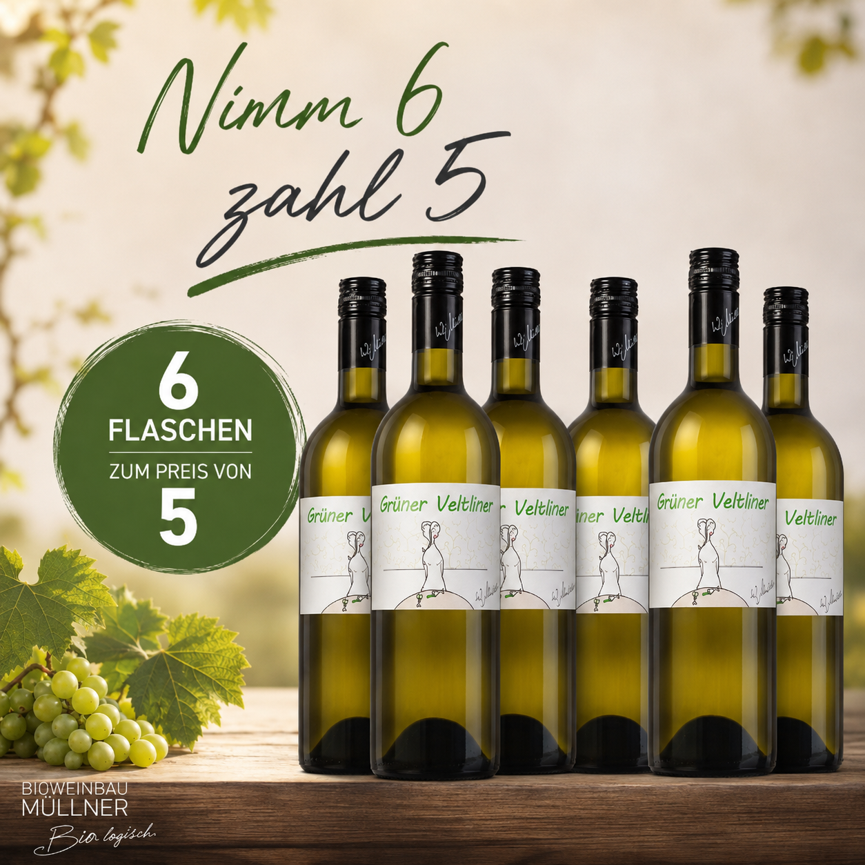Grüner Veltliner klassik 2025 GOLD  - Nimm 6 zahl 5 Aktion